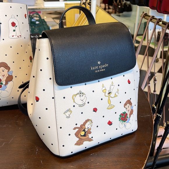 Disney X Kate Spade The Beauty Medium Flap Backpack 
Cream Multi 
NWT - Picture 2 of 16